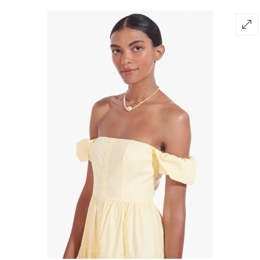STAUD Light Yellow Off-Shoulder Dress - Picture 2 of 6